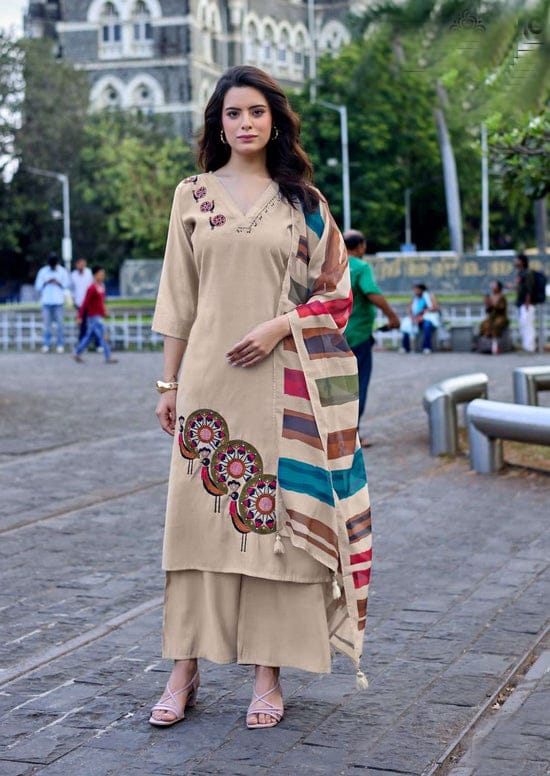 Vanshika Roman Silk Thread Work Palazzo Suit Set - Image 1